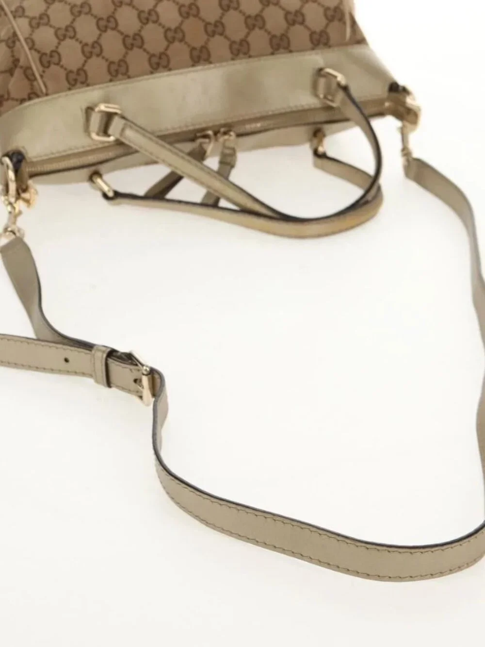GUCCI GG Canvas Hand Bag 2way Beige Gold 269894 Auth 158077 - Picture 9 of 16